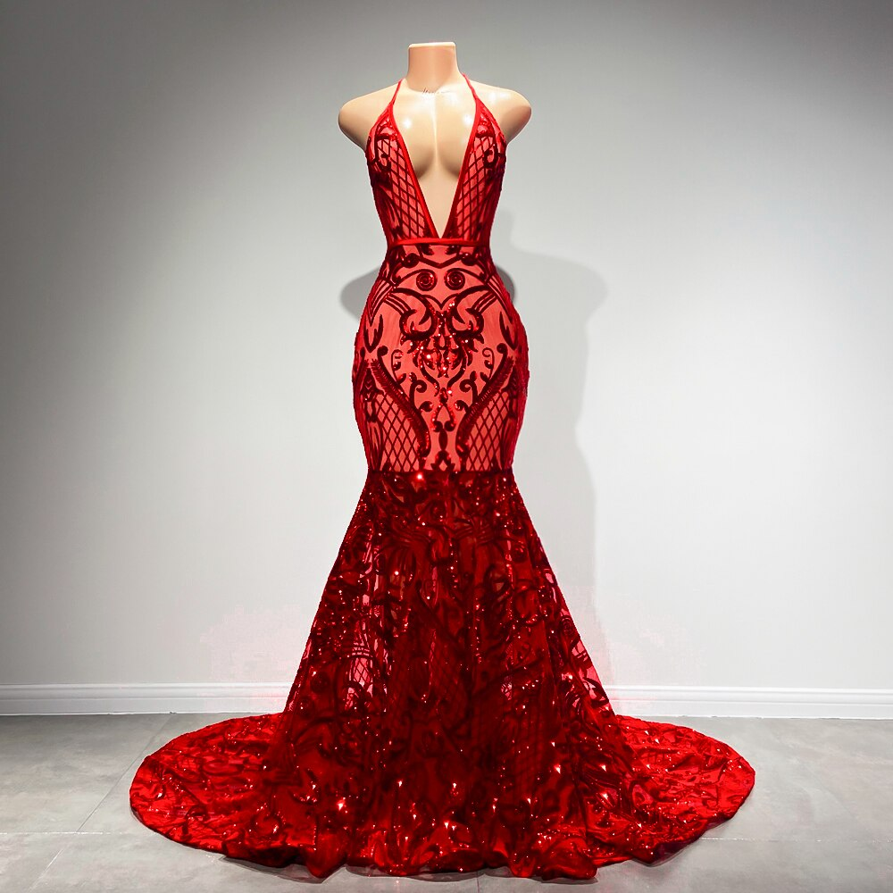 Red mermaid style prom dress on sale