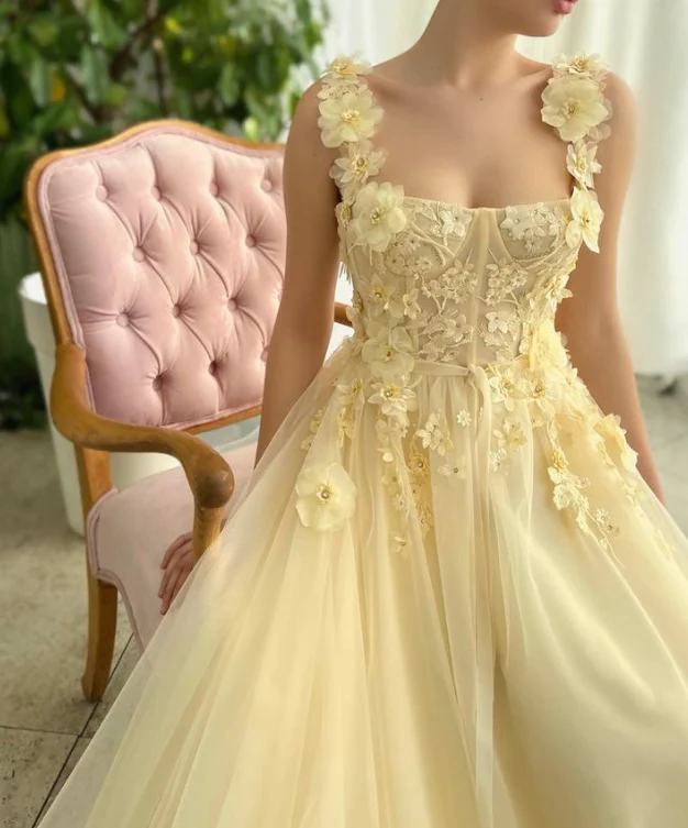 Sleeveless Evening Dress With Flowers A-Line Formal Gown – Flora Dress