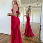 Prom Dress Simple Red Spaghetti Strap Long Mermaid Gown