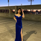 Royal Blue Off The Shoulder Slit Velvet Mermaid Prom Dress