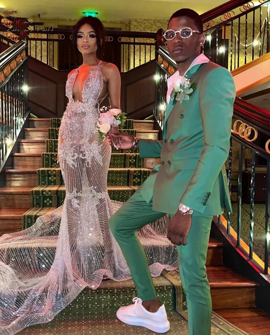 See Through Mermaid Prom Dress For Women Glam Sequin Black Girls Birthday Party Dresses Long Evening Gowns