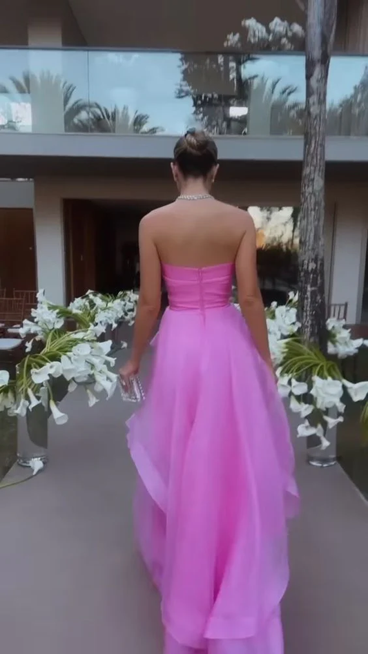 simple pink prom dress,modest evening dresses
