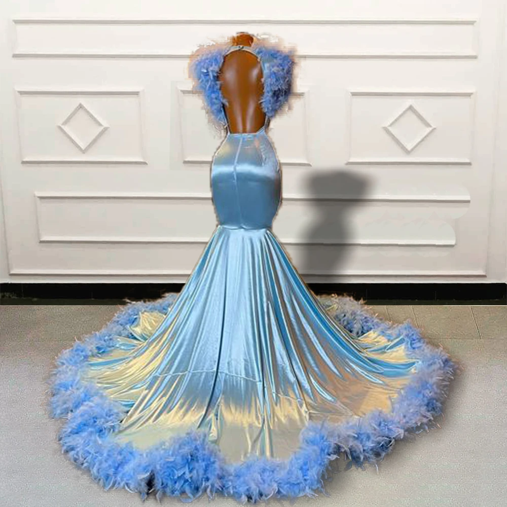 Luxury V Neck Black Girls Mermaid Long Prom Dresses for Graduation Party Glitter Beaded Crystals Women Formal Evening Gowns