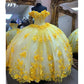 Yellow Quinceanera Dresses Sweetheart Ball Gown Sweet 16 Sexy Off the Shoulder Lace Appliques Birthday Princess Party Gowns