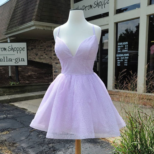 Lavender A-line Short Homecoming Dress