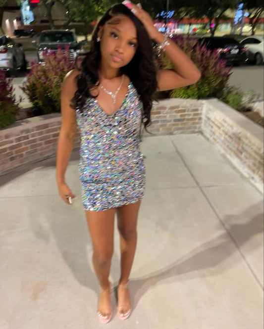 Short Sequins Short Homecoming Dress Gliter Party Dress
