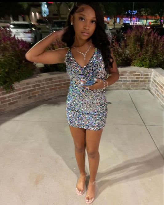 Short Sequins Short Homecoming Dress Gliter Party Dress